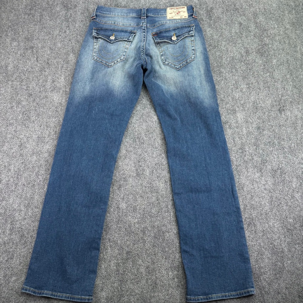 True Religion Jeans Men's 32x34 Blue Ricky Relaxed Straight Flap Pockets